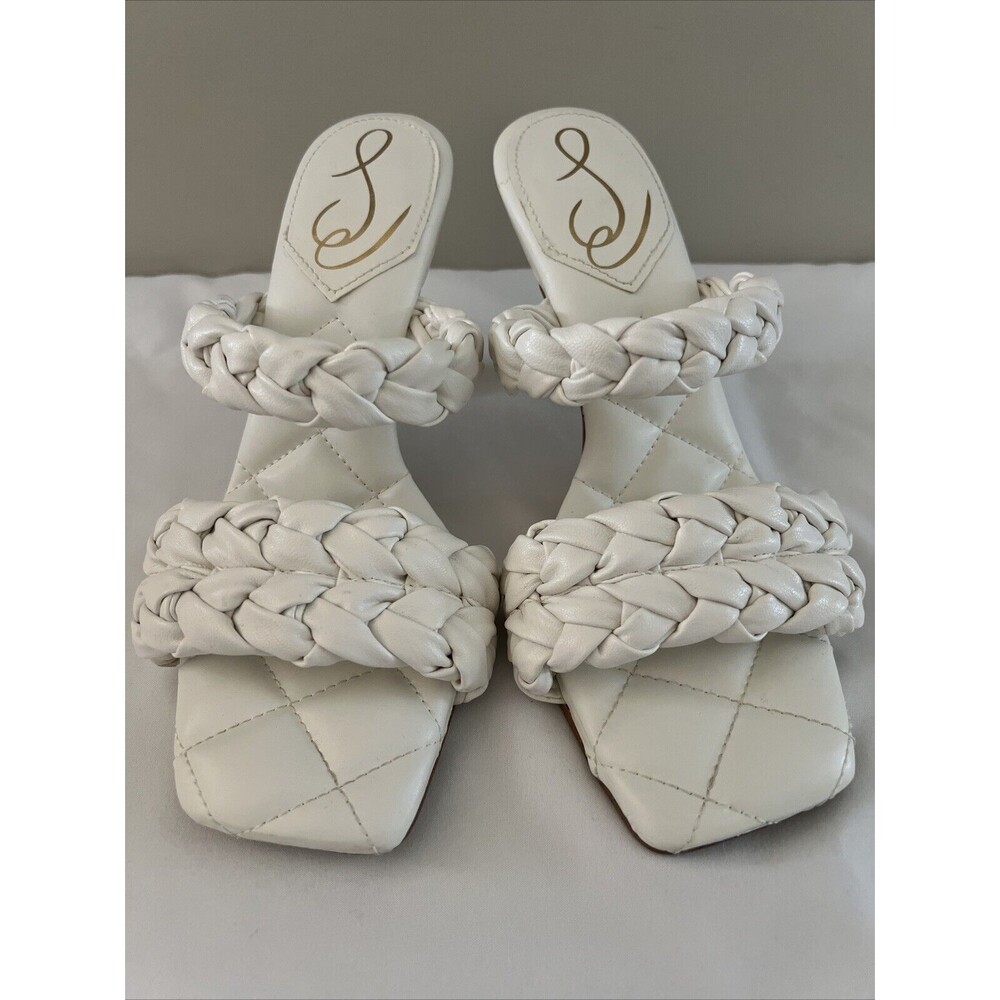 Sam Edelman White Quilted Heels Size 6.5